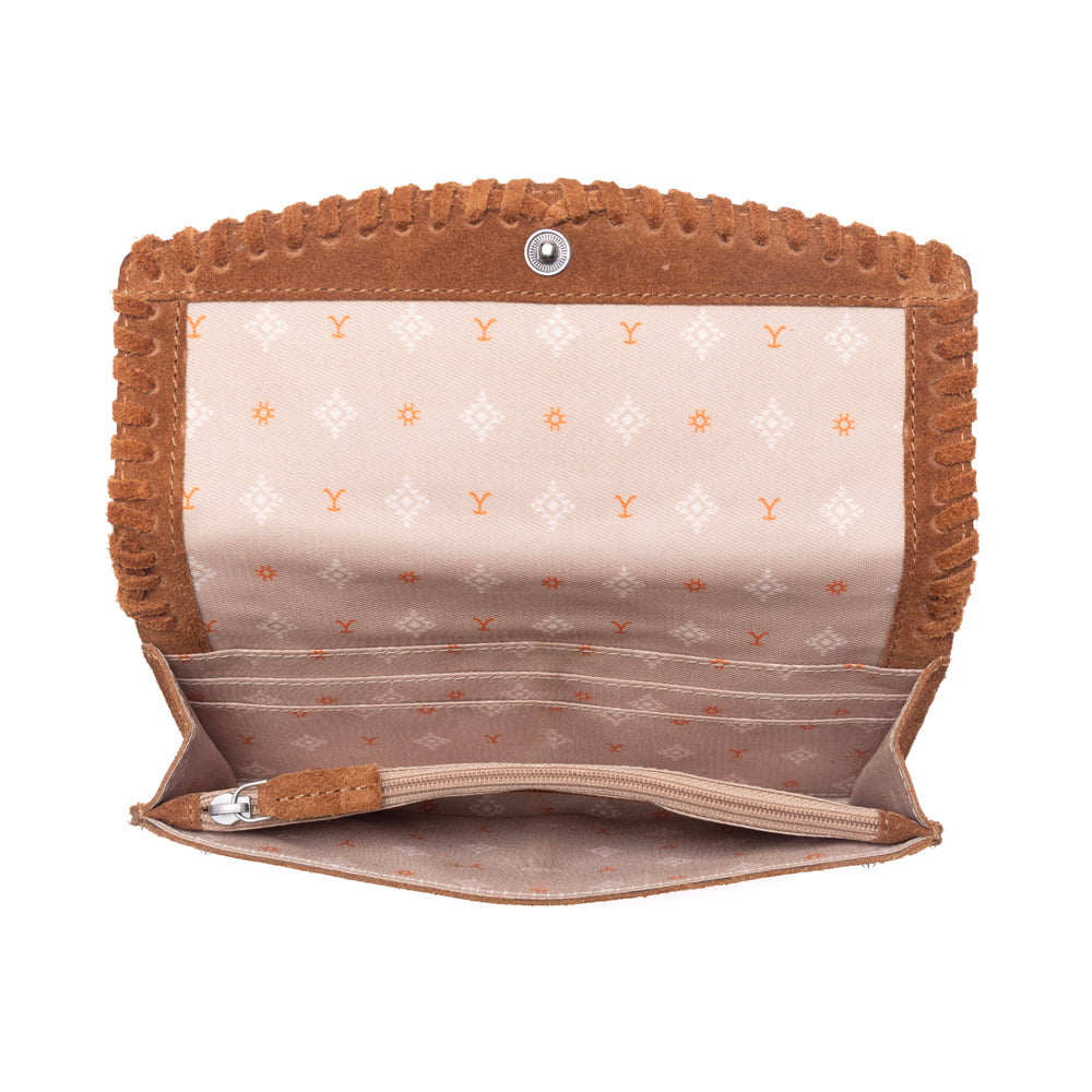 Myra Yellowstone Briar Meadow Studded Suede Leather Women’s Purse in Desert Tan Myra USA