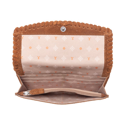 Myra Yellowstone Briar Meadow Studded Suede Leather Women’s Purse in Desert Tan Myra USA