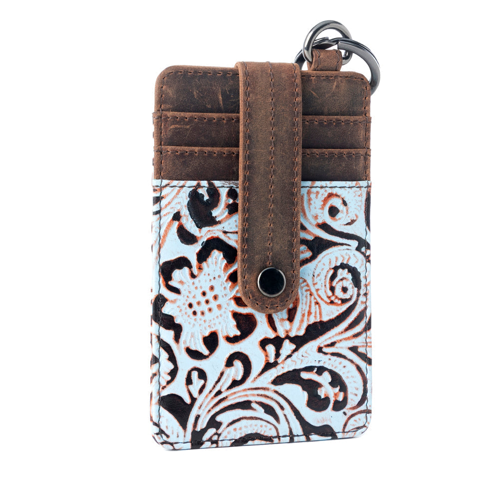 Myra Roper Embossed Card Holder for Women in blue with printed detail Myra USA