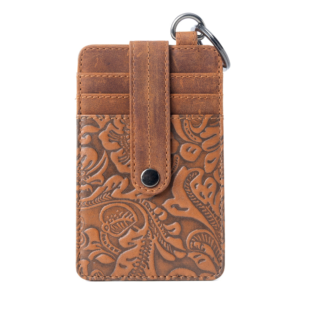 Myra Roper Card Holder for Women in brown with Embossed detail Myra USA