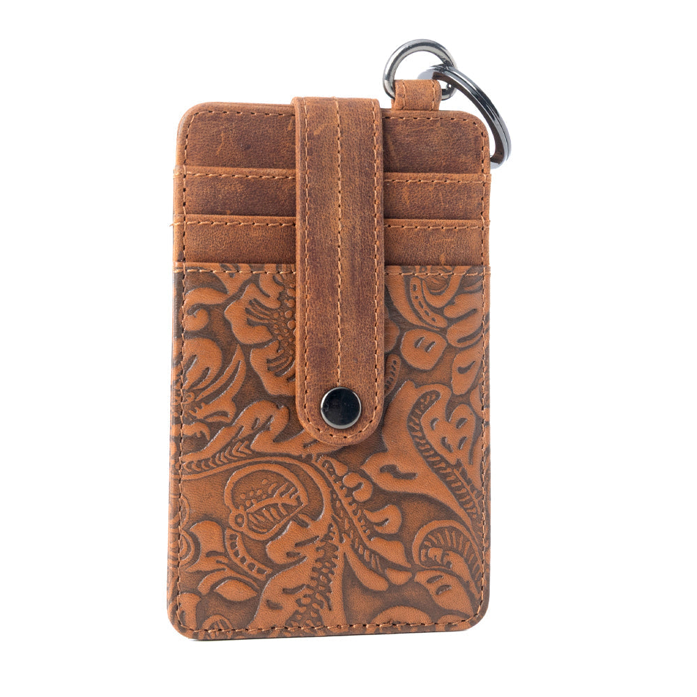 Myra Roper Card Holder for Women in brown with Embossed detail Myra USA