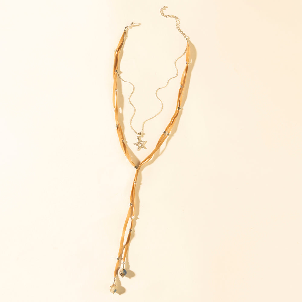 Myra Ranchlight Star Leather Necklace in Saddle Tan Myra USA