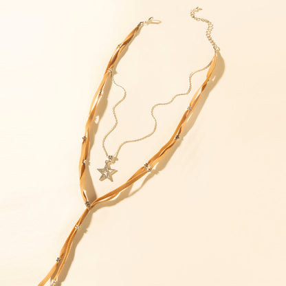 Myra Ranchlight Star Leather Necklace in Saddle Tan Myra USA
