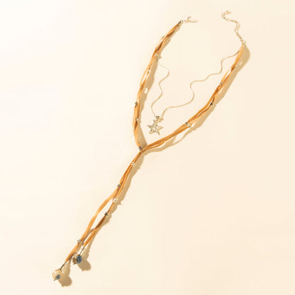 Myra Ranchlight Star Leather Necklace in Saddle Tan Myra USA