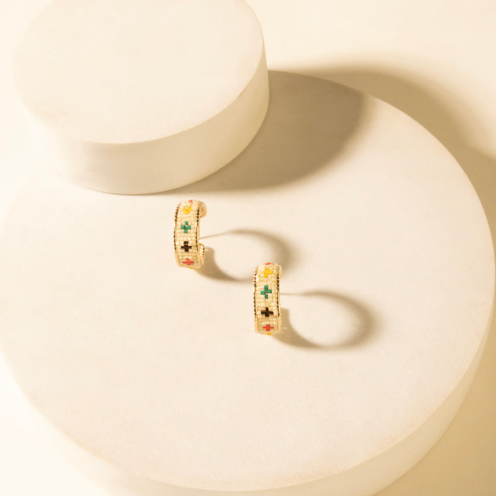 Myra Heritage Cross Hoops in Desert Ivory Myra USA
