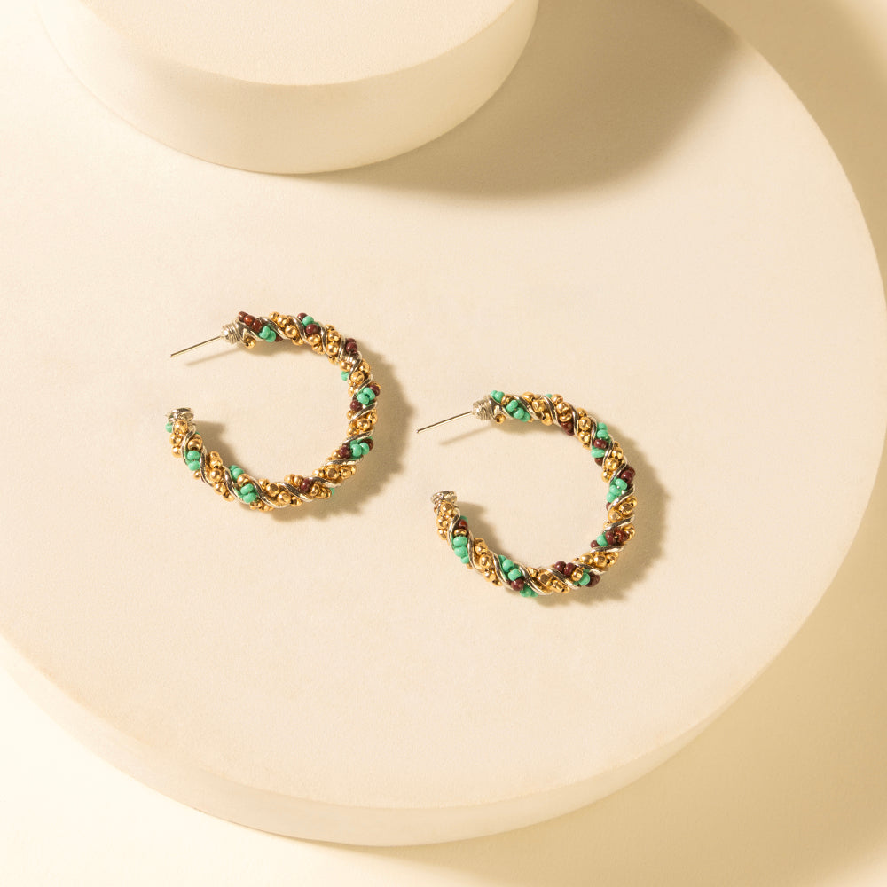 Myra Bronc Braid Hoop Earrings in Desert Turquoise Myra USA