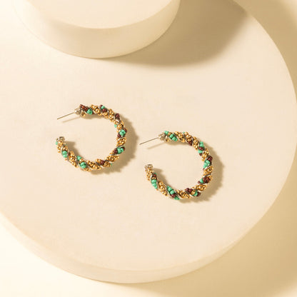 Myra Bronc Braid Hoop Earrings in Desert Turquoise Myra USA