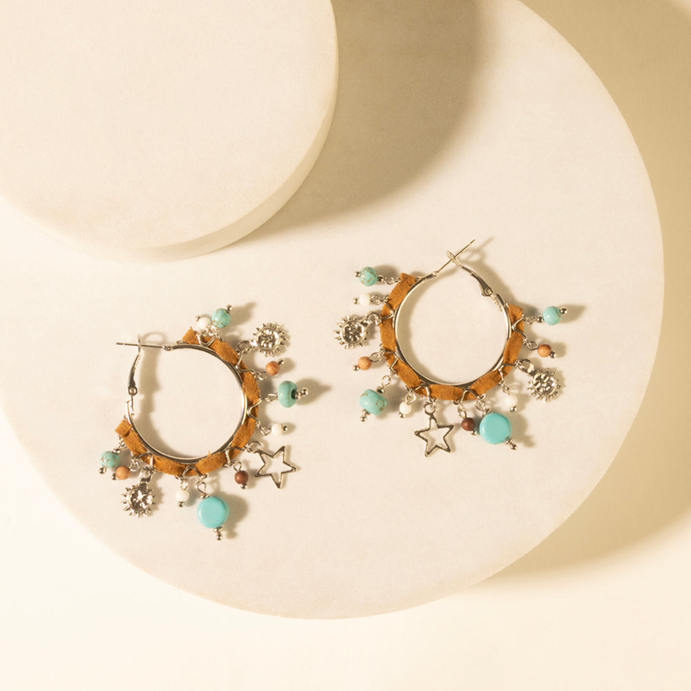 Myra Corral Charm Hoop Earrings in Sky Vein Myra USA