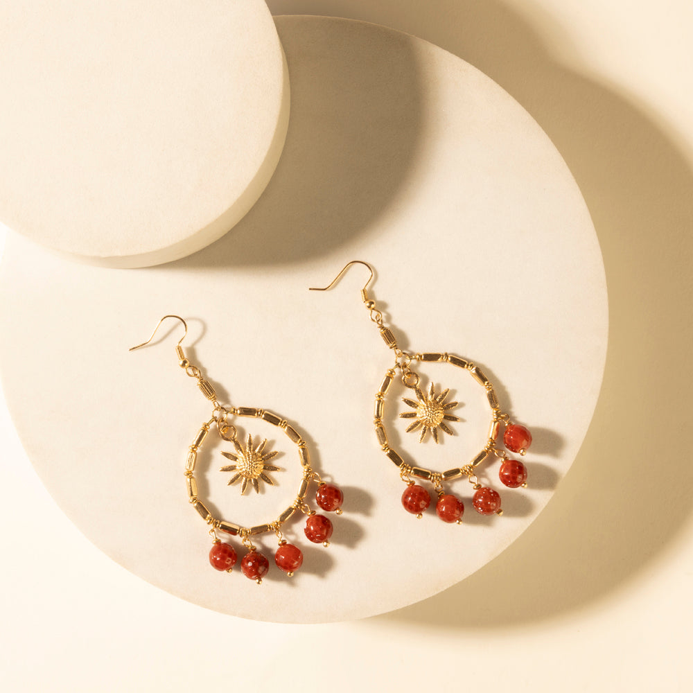 Myra Red Mesa Sun Hoop Earrings in Burnished Tan Myra USA