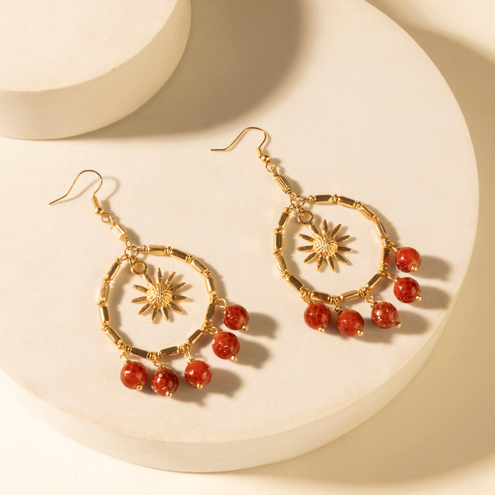Myra Red Mesa Sun Hoop Earrings in Burnished Tan Myra USA