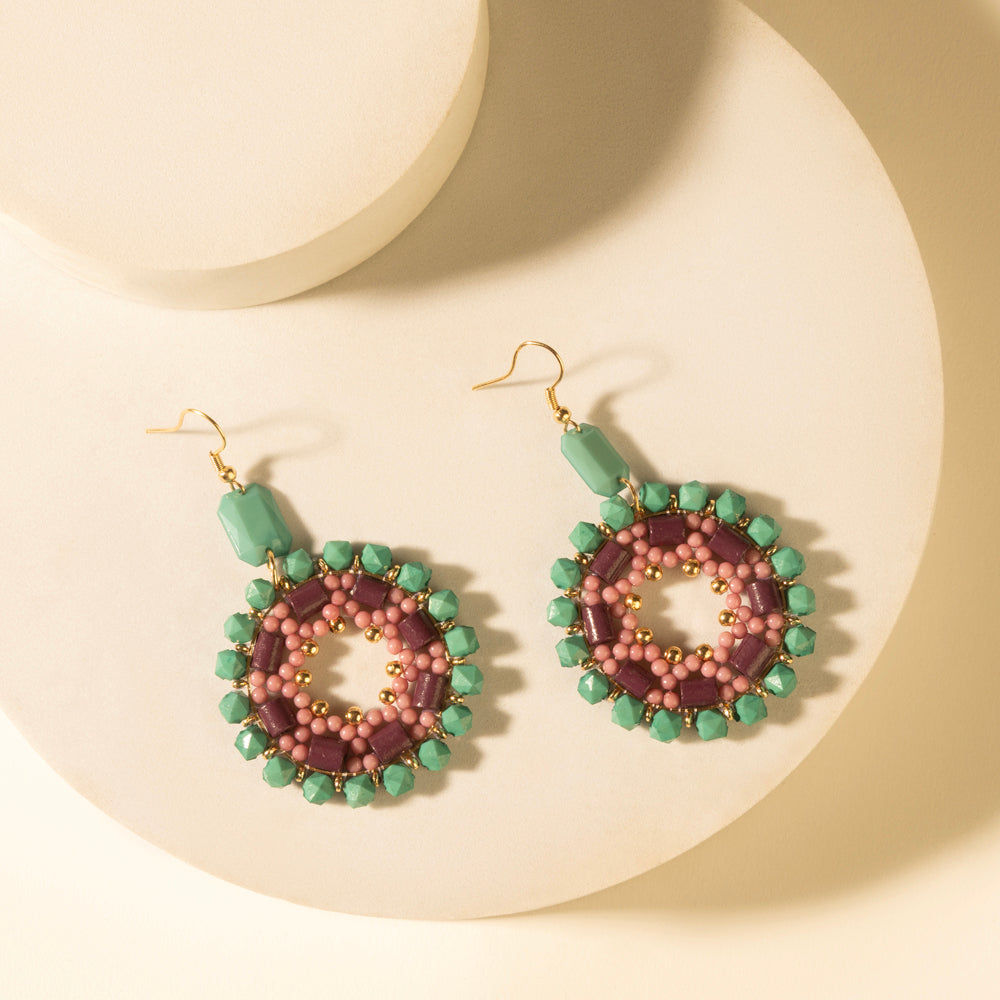 Myra Medallion Earrings in Turquoise Plum Myra USA