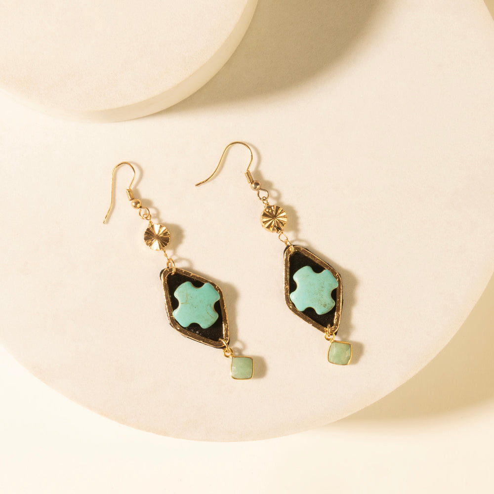 Myra Four Trails Clover Earrings in Desert Turquoise Myra USA