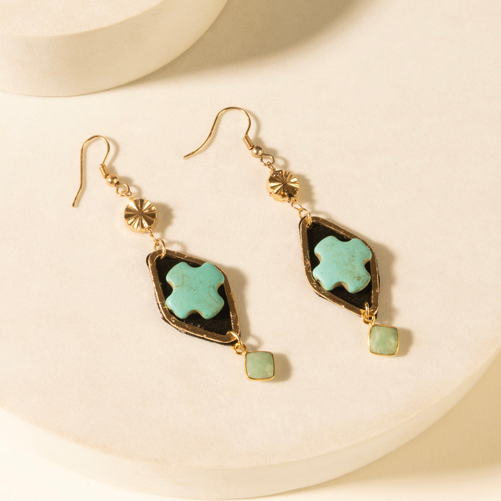 Myra Four Trails Clover Earrings in Desert Turquoise Myra USA