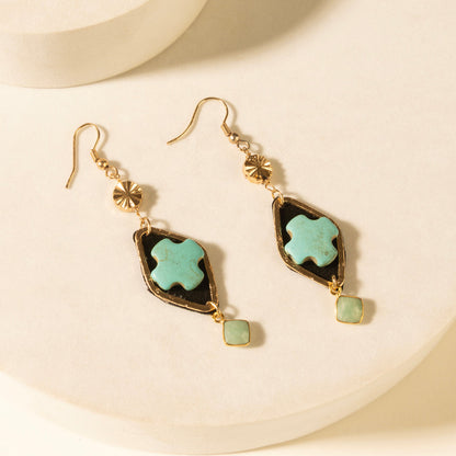 Myra Four Trails Clover Earrings in Desert Turquoise Myra USA
