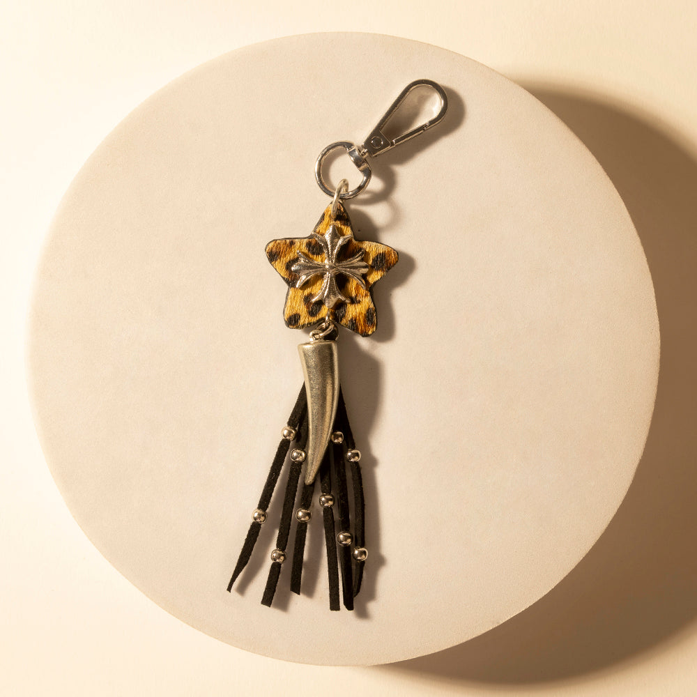 Myra Rodeostar Fringe Keychain in Desert Hide Mix Myra USA
