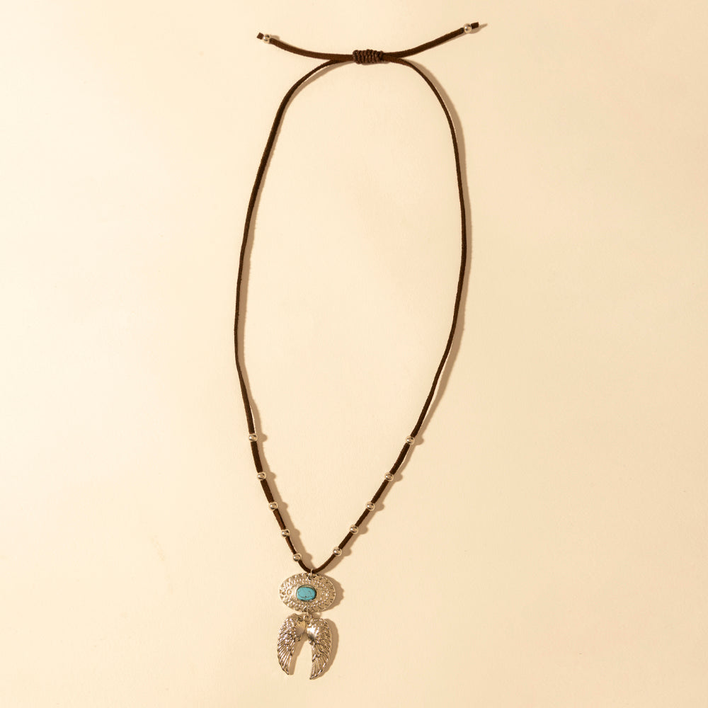 Myra Windspur Feather Necklace in Desert Turquoise Myra USA