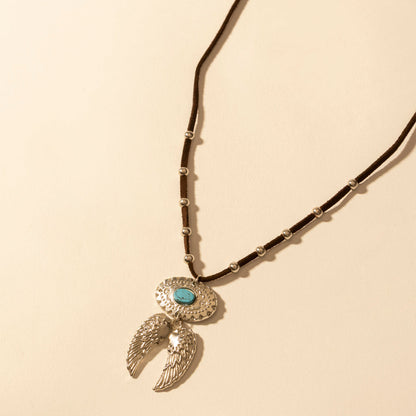 Myra Windspur Feather Necklace in Desert Turquoise Myra USA