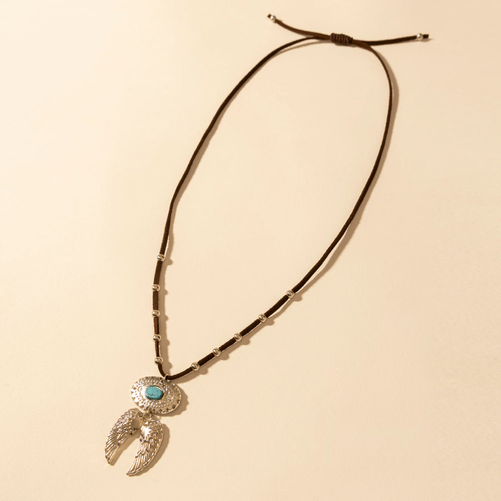 Myra Windspur Feather Necklace in Desert Turquoise Myra USA