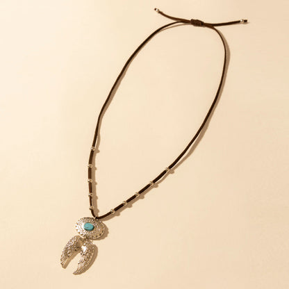 Myra Windspur Feather Necklace in Desert Turquoise Myra USA