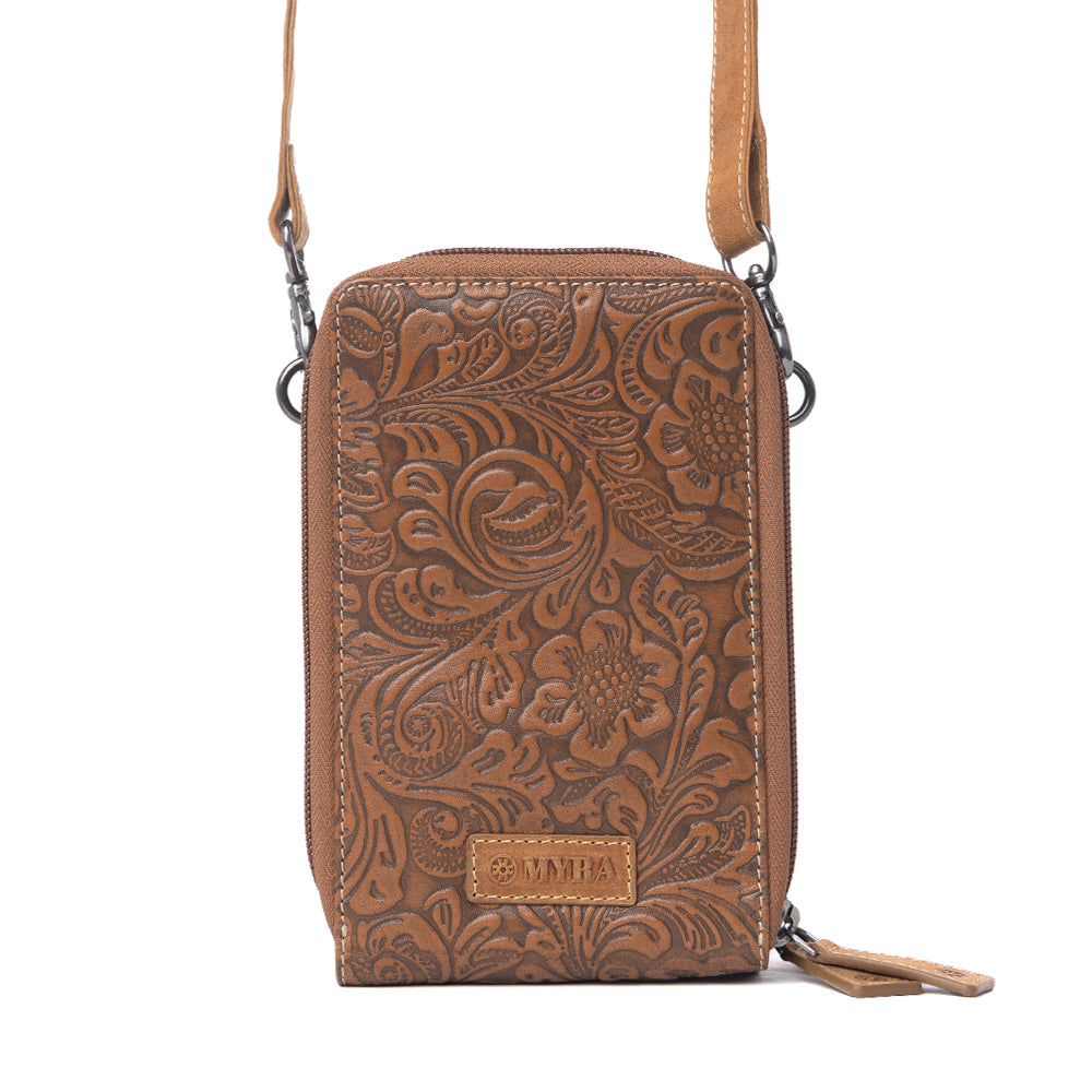 Myra Rustler Ridge Embossed Leather Hairon Sling Bag in Sandstone Cream Myra USA