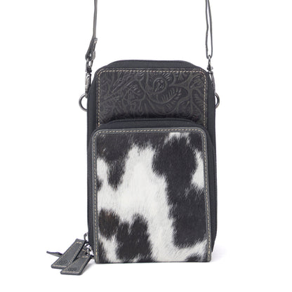 Myra Rustler Ridge Embossed Leather Hairon Sling Bag in Slate Smoke Myra USA