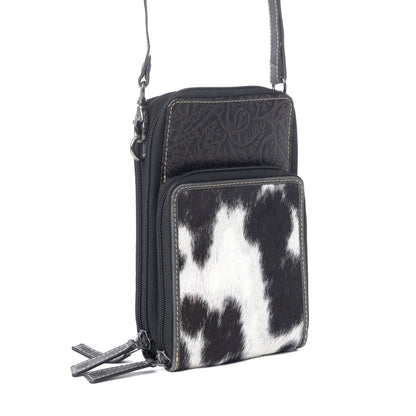 Myra Rustler Ridge Embossed Leather Hairon Sling Bag in Slate Smoke Myra USA