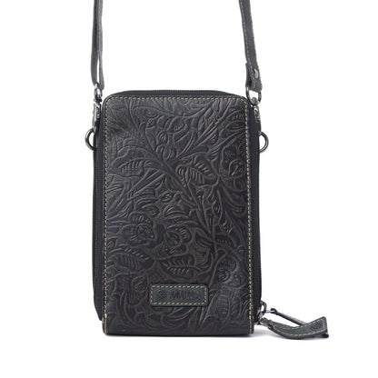 Myra Rustler Ridge Embossed Leather Hairon Sling Bag in Slate Smoke Myra USA