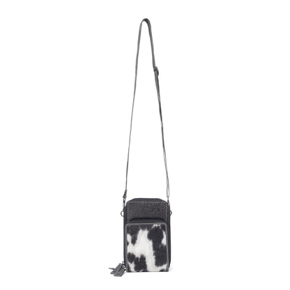 Myra Rustler Ridge Embossed Leather Hairon Sling Bag in Slate Smoke Myra USA