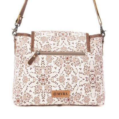Myra Oakline Cotton & Leather Shoulder Bag in Mocha Beige Myra USA