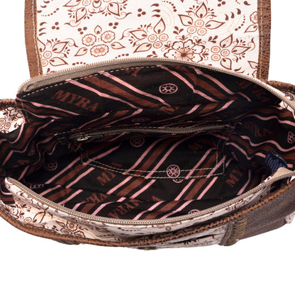 Myra Oakline Cotton & Leather Shoulder Bag in Mocha Beige Myra USA