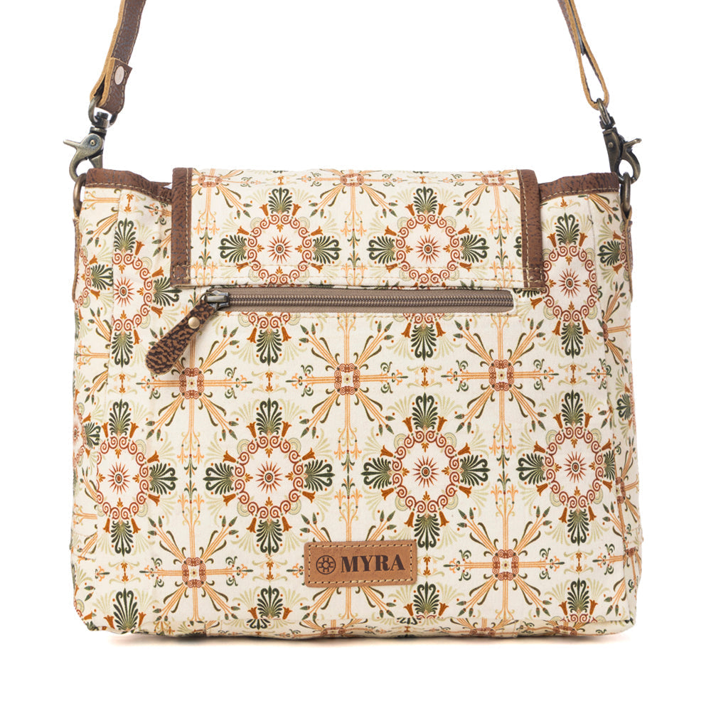 Myra Oakline Cotton & Leather Shoulder Bag in Oat Brown Myra USA