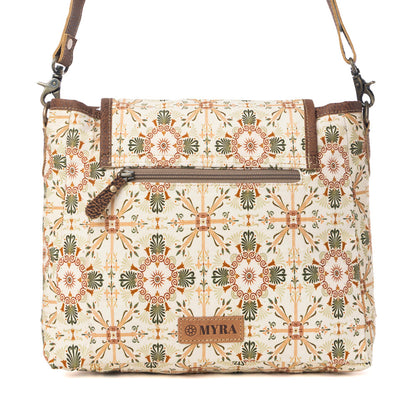 Myra Oakline Cotton & Leather Shoulder Bag in Oat Brown Myra USA