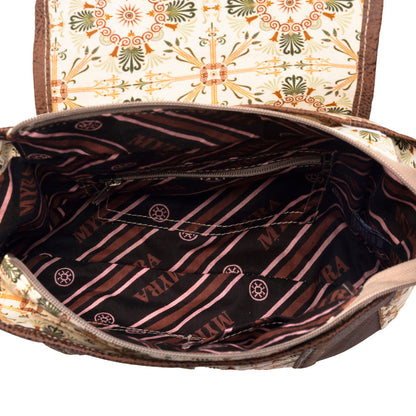 Myra Oakline Cotton & Leather Shoulder Bag in Oat Brown Myra USA