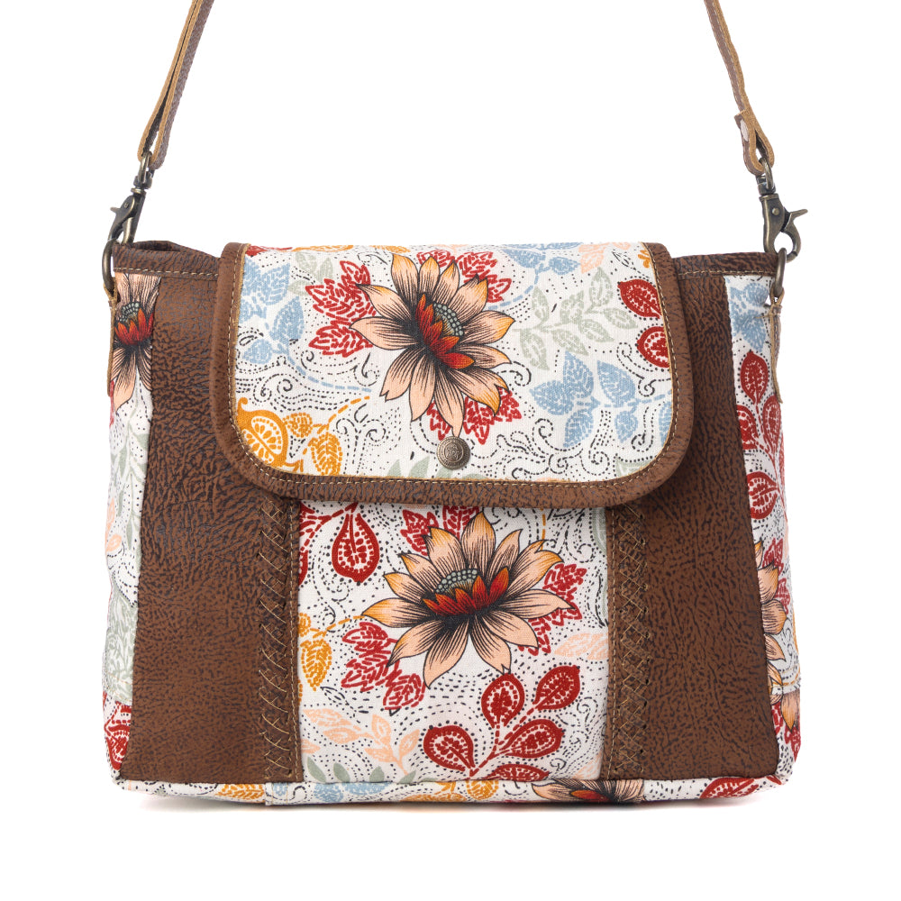Myra Oakline Cotton & Leather Shoulder Bag in Powder Brown Myra USA