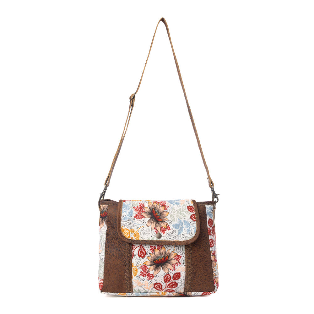 Myra Oakline Cotton & Leather Shoulder Bag in Powder Brown Myra USA