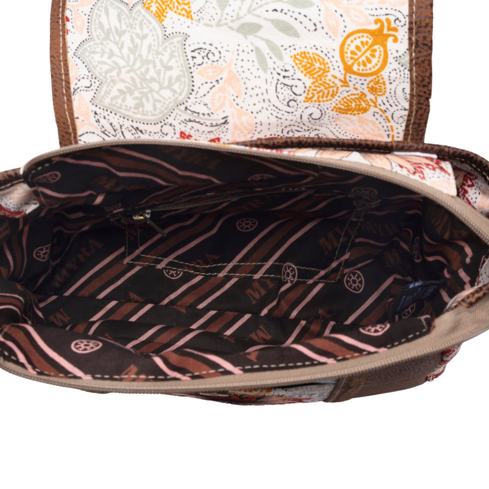 Myra Oakline Cotton & Leather Shoulder Bag in Powder Brown Myra USA