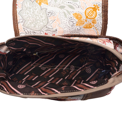Myra Oakline Cotton & Leather Shoulder Bag in Powder Brown Myra USA