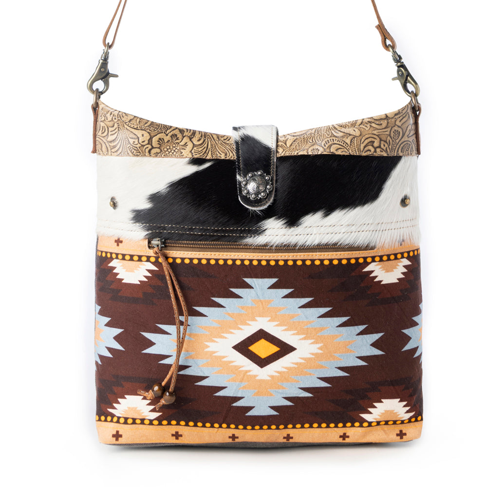 Myra Wovenstone Western shoulder Bag for Women in rust with Aztec detail Myra USA