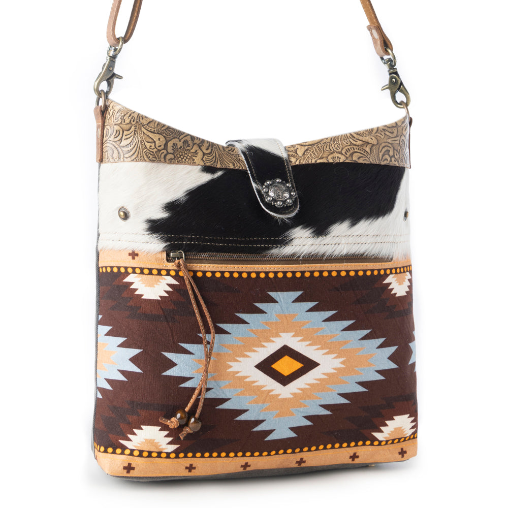 Myra Wovenstone Western shoulder Bag for Women in rust with Aztec detail Myra USA