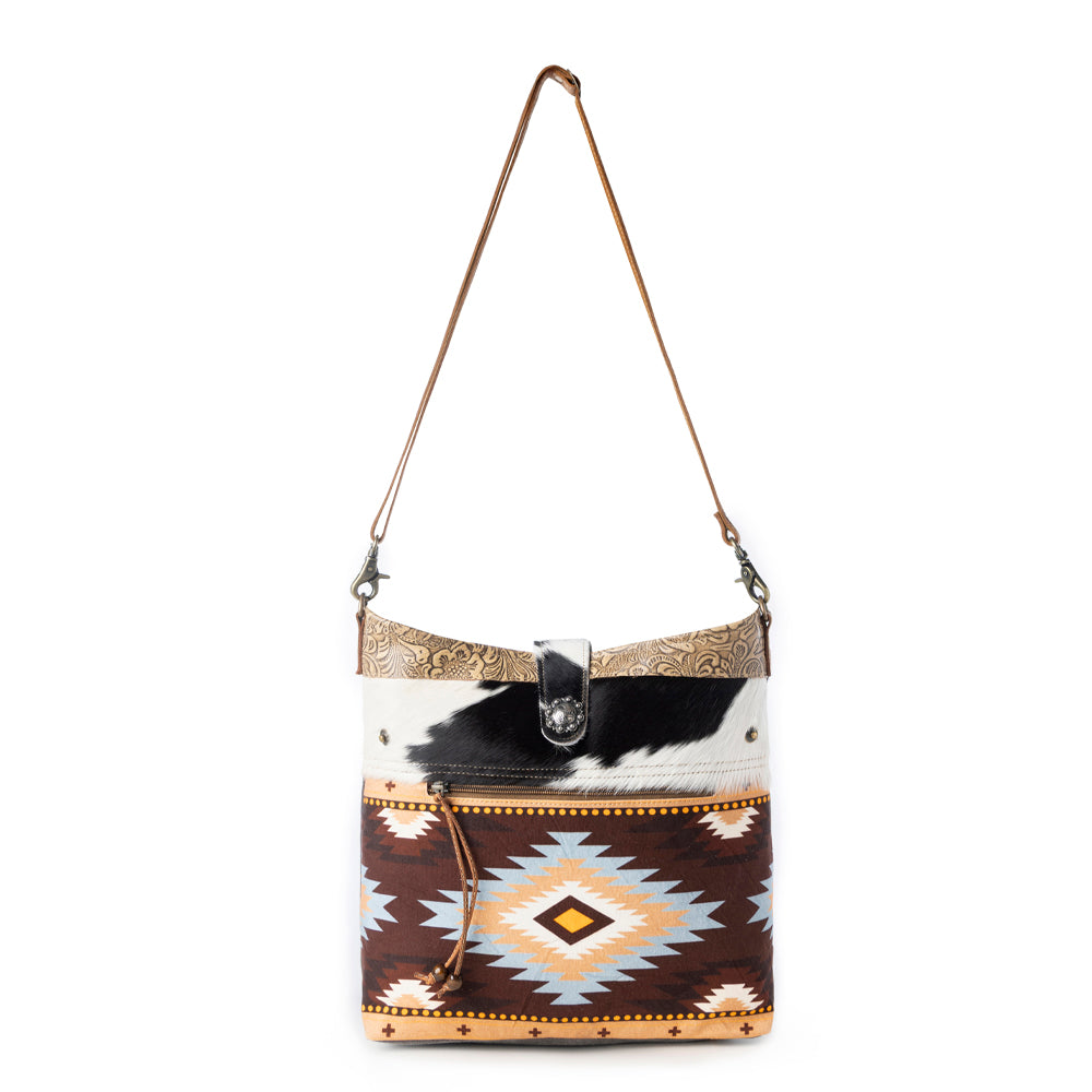 Myra Wovenstone Western shoulder Bag for Women in rust with Aztec detail Myra USA