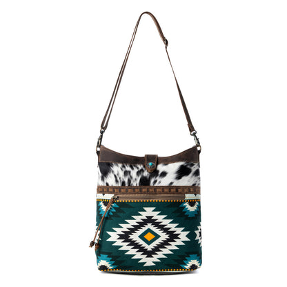 Myra Wovenstone Western shoulder Bag for Women in green with Aztec detail Myra USA