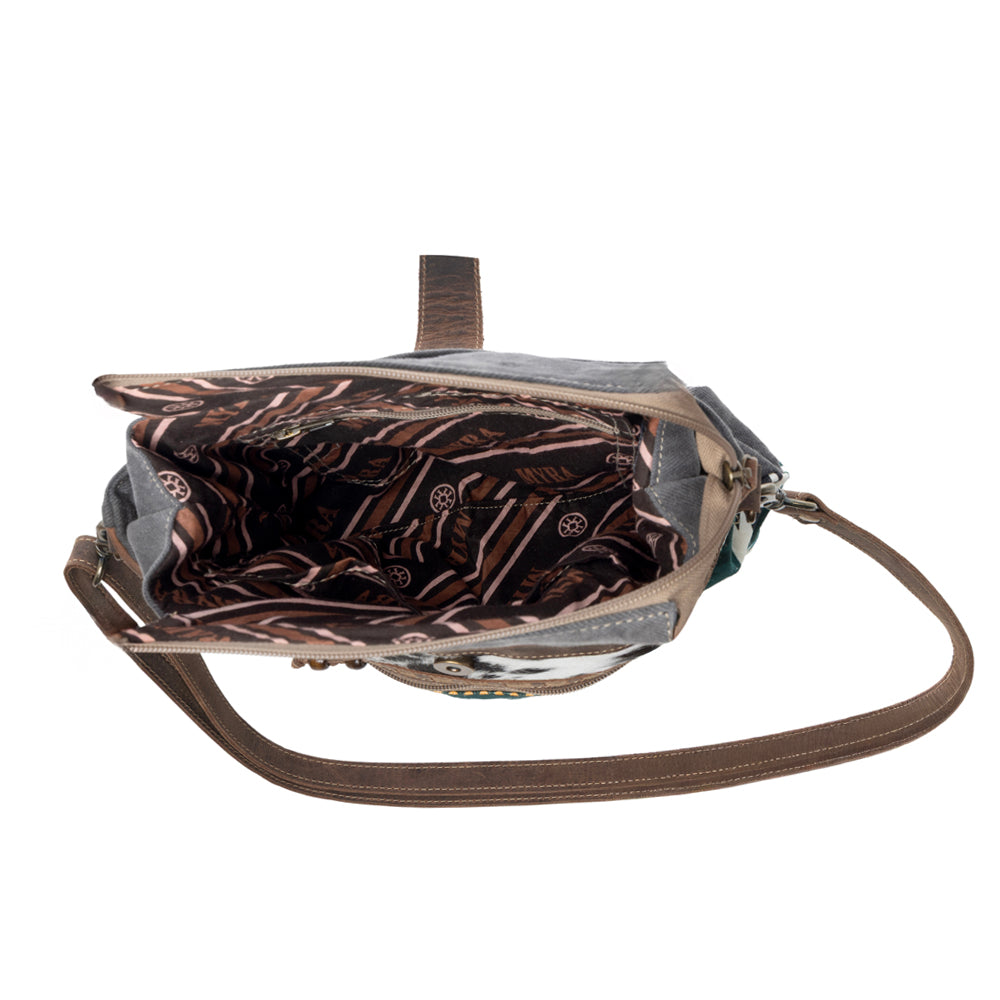 Myra Wovenstone Western shoulder Bag for Women in green with Aztec detail Myra USA