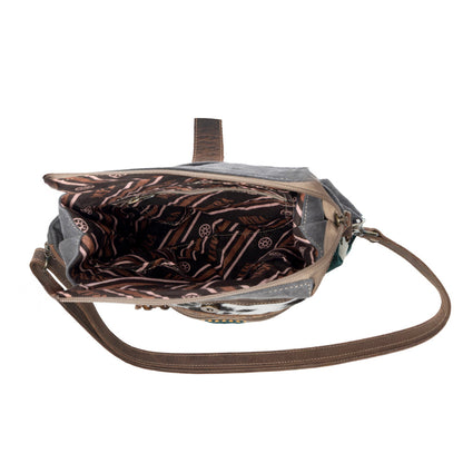 Myra Wovenstone Western shoulder Bag for Women in green with Aztec detail Myra USA
