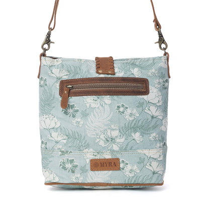 Myra Sagefield Cotton & Leather Shoulder Bag in Mint Brown Myra USA