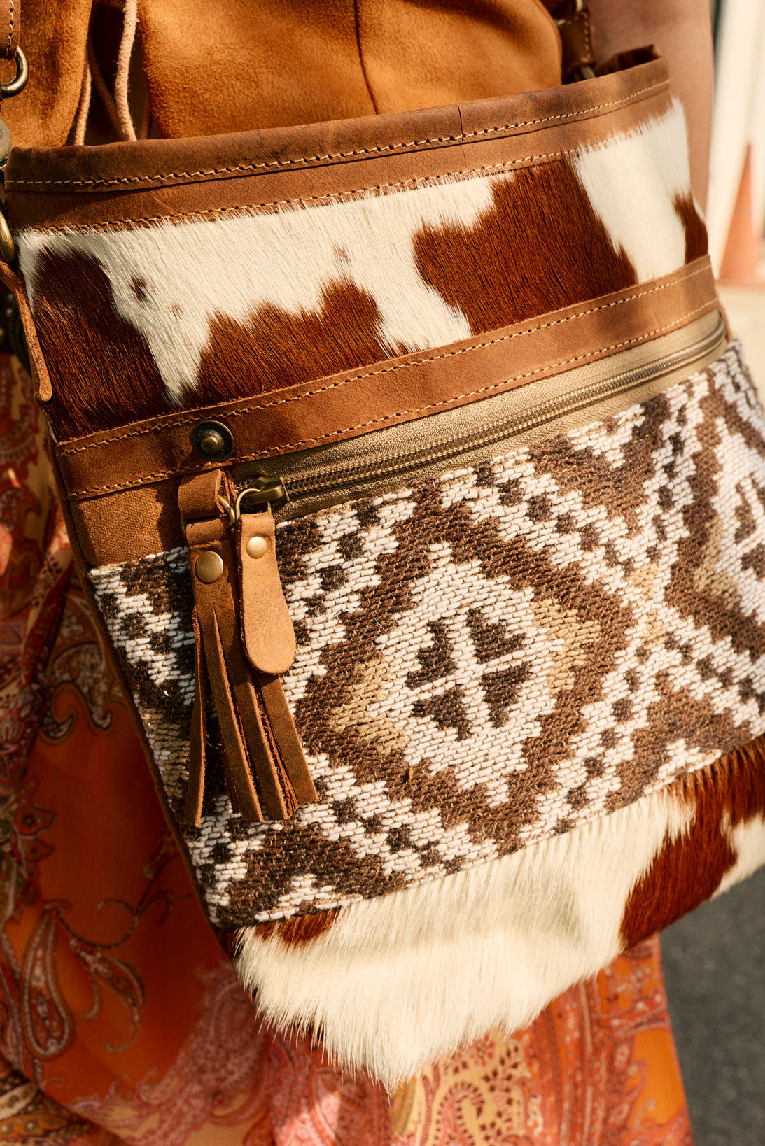 Myra Diamondback Trail Western Shoulder Bag for Women in Brown with Rug details Myra USA
