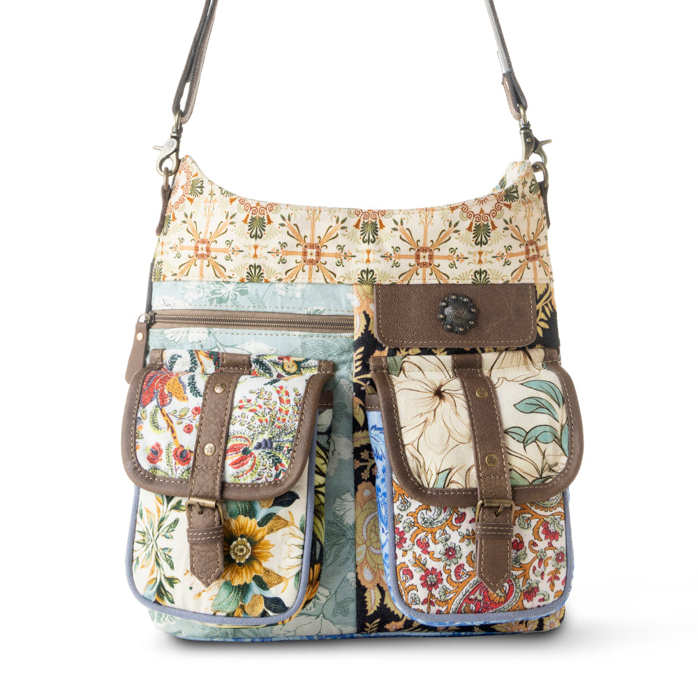 Myra Le Fleur Bel Cowgirl Shoulder Bag for Women in yellow floral with leather and Concho details Myra USA