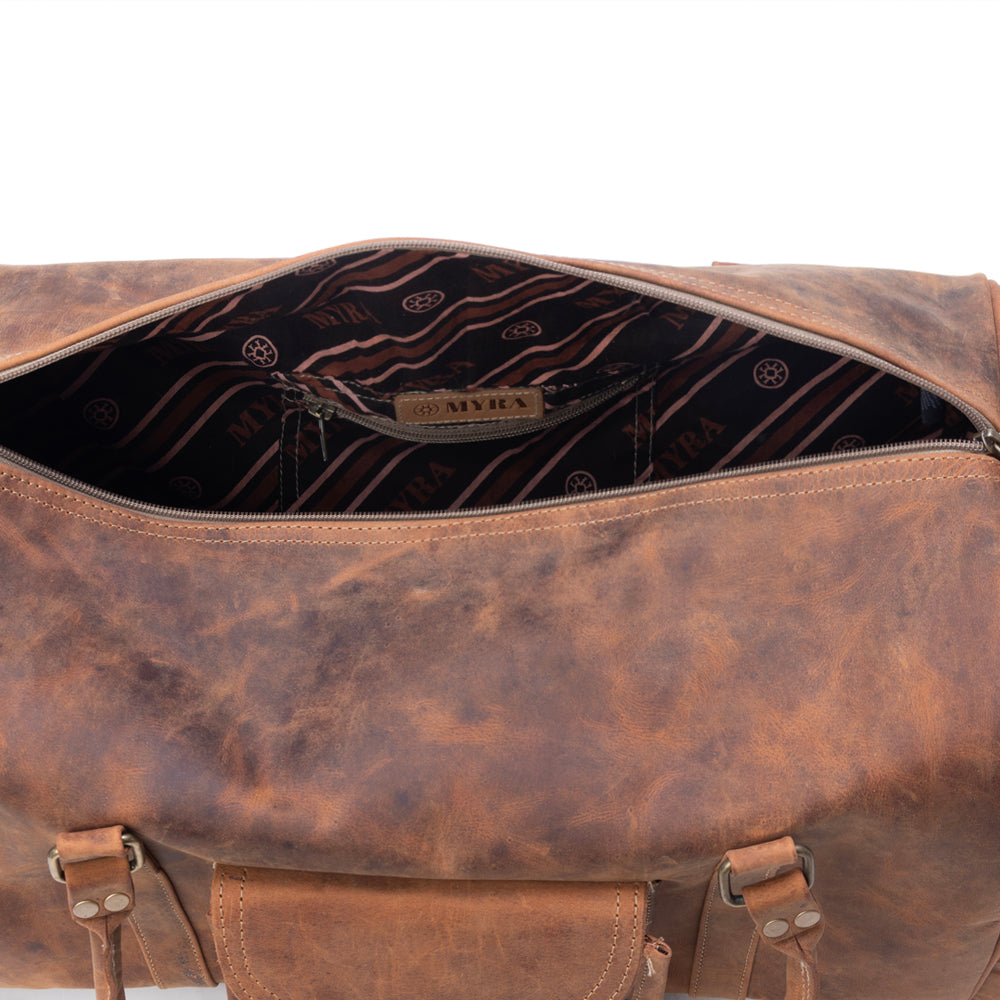 Myra Redmont Leather Traveller Bag in Amber Brown Myra USA