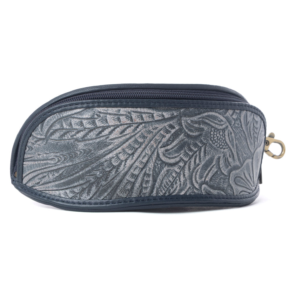Myra Silver Creek Embossed Leather Sunglass Case in Midnight Steel Myra USA