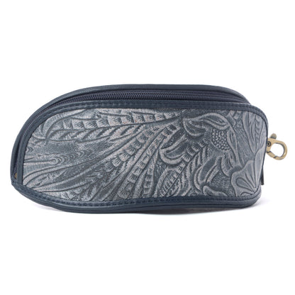Myra Silver Creek Embossed Leather Sunglass Case in Midnight Steel Myra USA