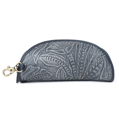 Myra Silver Creek Embossed Leather Sunglass Case in Midnight Steel Myra USA